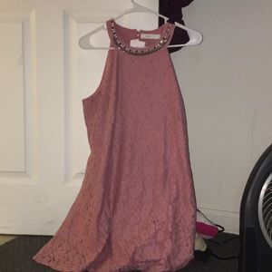 Pink lace formal dress